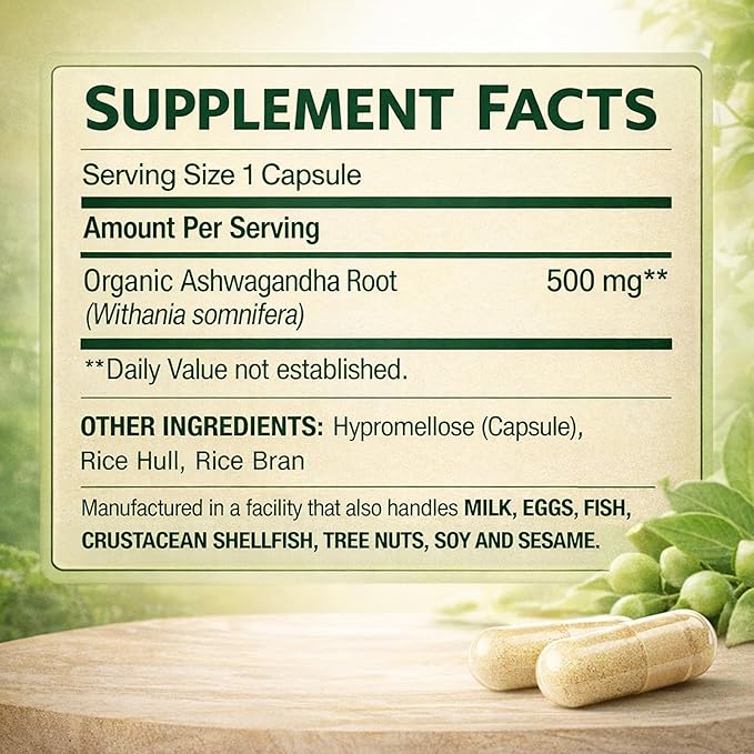 Ashwagandha Root Powder Capsules 500mg from Spring Valley - Natural Stress Relief &amp Energy Support Supplement 60 Count with Luall’s 45 Diabetes Decoded
