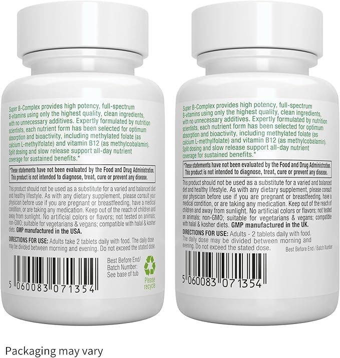Super B-Complex 180 Tablets &amp High Absorption Omega-3 Wild Fish Oil 1360mg Bundle Methylated Sustained Release B Complex and 1000mg EPA &amp DHA with Astaxanthin by Igennus