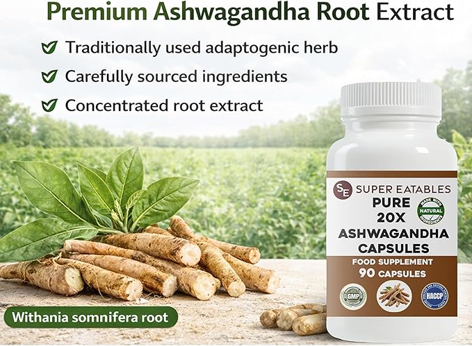 Ashwagandha 450mg – 90 Vegan Capsules (45-Day Supply) – High-Strength 20:1 Withania Somnifera Root Extract Adaptogenic Herb Non-GMO Additive-Free Easy to Swallow