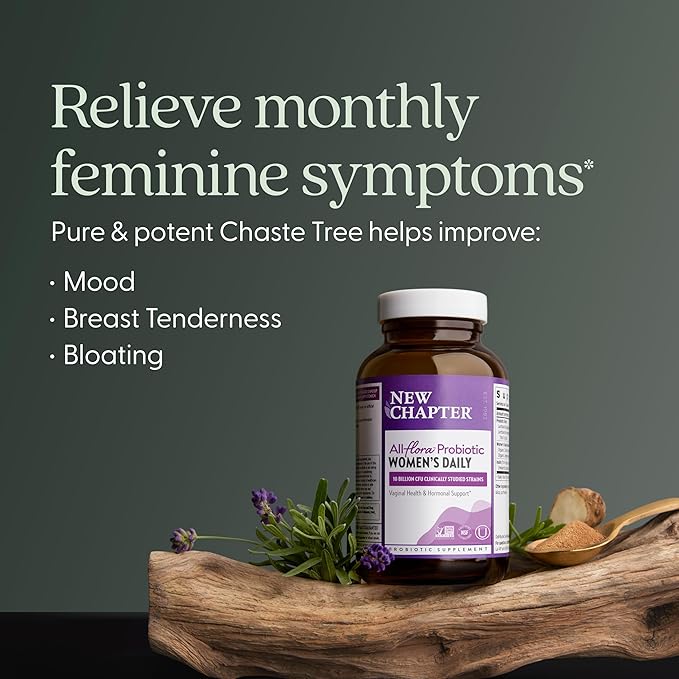 New Chapter Probiotics for Women - 30 ct (1 Month Supply) Women's Daily Probiotic with Prebiotics and Probiotics for Vaginal Health &amp Chaste Tree for Hormonal Support 100% Vegetarian Non-GMO