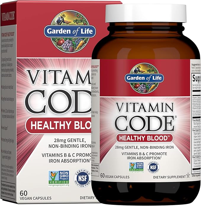 Vitamin Code Raw Iron 30ct &amp Healthy Blood 60ct Capsules Bundle