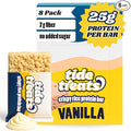 25g Protein Bar Crispy Rice Treat Vanilla | Clean Ingredients No Added Sugar 7g Fiber Gluten Free | High Protein Snack for On-the-Go Post-Workout or Dessert Cravings | 8 Count | TideTreats