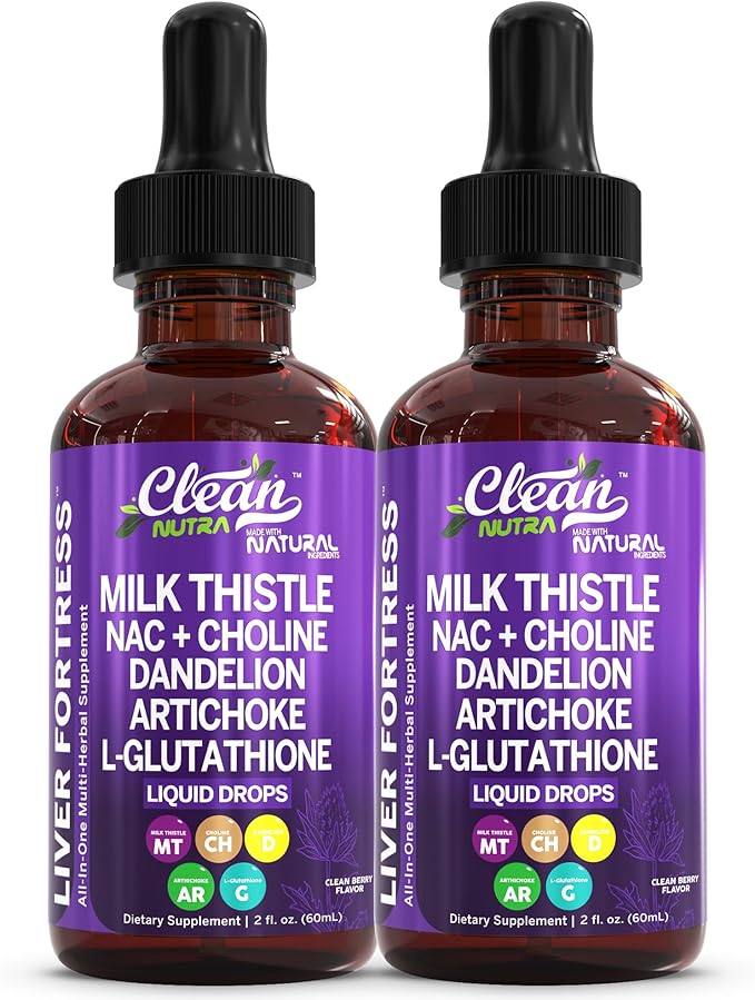 Milk Thistle NAC Liver Cleanse Detox &amp Repair Supplement Liver Support Liquid Drops with Dandelion Extract Artichoke Chanca Piedra Beet Root Choline L-Glutathione Ginger Burdock Schisandra