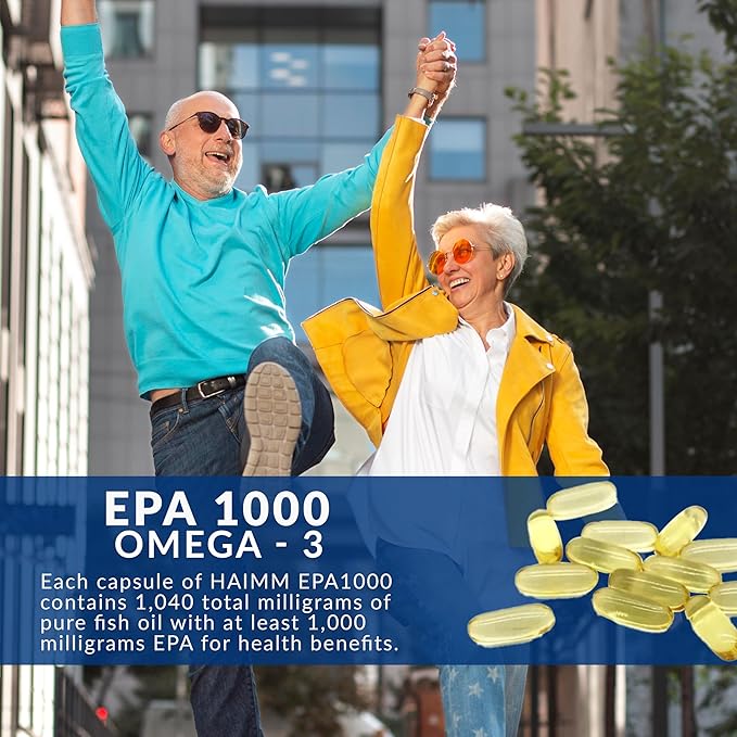 HAIM EPA1000 – High-Potency EPA Fish Oil Supplement – 1000mg Omega-3 for Heart Brain &amp Joint Health – Pure Burpless Capsules – 60 Softgels – Made in USA