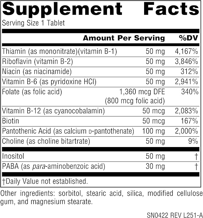 Source Naturals B-50 Complex Supports Energy Production* - 50 mg - 250 Tablets