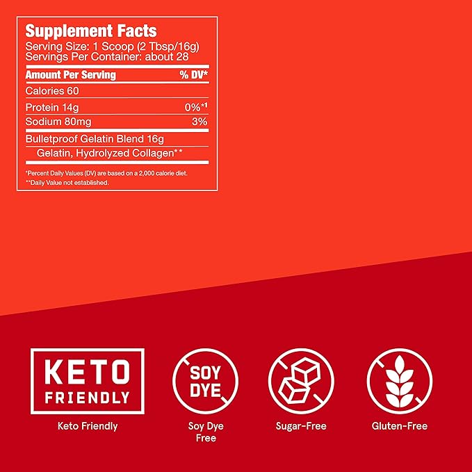 Bulletproof CollaGelatin Gelatin Enhanced with Collagen Protein Perfect for The Keto and Paleo Diet Recipes (16 Ounces)