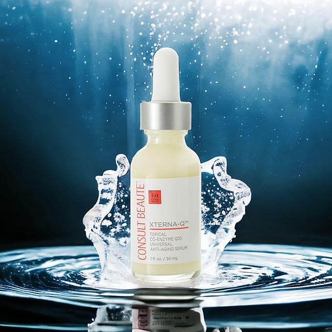 Consult Beaute XTERNA-Q COEnzyme Q10 Anti-Aging Serum for Face and Neck Smoothing CoQ10 Peptides Bergamot Fruit Oil Antioxidant Skin Care 1 Fl. Oz.