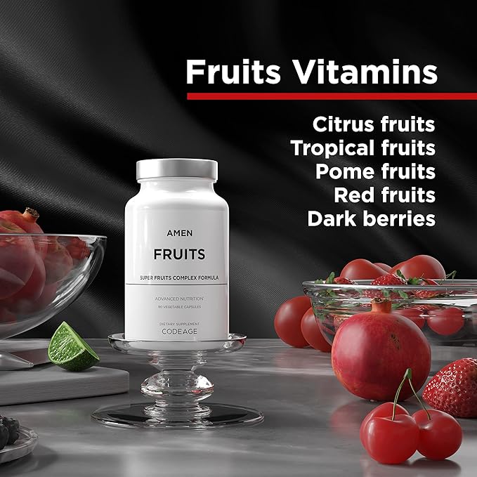Amen Fruits Daily Fruits Vitamins Supplements Over 20 Whole Fruit Extracts - Raw Multivitamin Berries Antioxidant Polyphenols Superfood &amp Flavonoids - Non-GMO - 90 Capsules