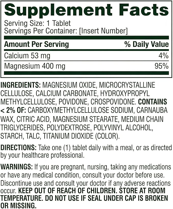 Magnesium 400mg – 250 Tablets High Potency Magnesium Supplement Daily Magnesium Tablets for Bone Nerve Muscle and Heart Support (Pack of 1)