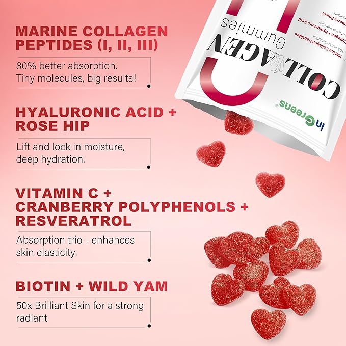 Collagen Peptides Gummies for Women - 5000mg Hydrolyzed Marine Collagen Sugar Free with Type IIIIII &amp Biotin 90 Count