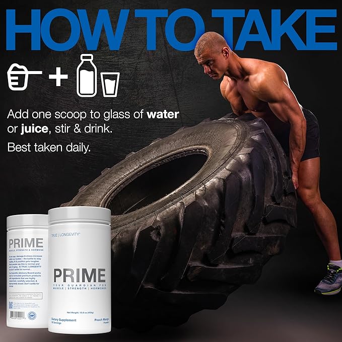 DRINK HRW Prime Men’s Health Supplement: Enhance Muscle Strength Vitality Scientifically Validated Premium Ingredients Boost Energy Endurance with Creatine + GAA Pro (Peach Mango 30 Servings)