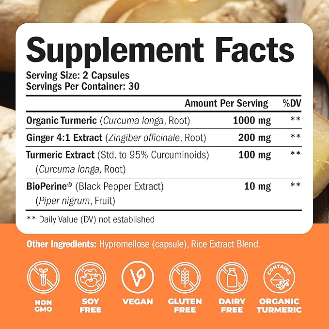 Turmeric Supplement and Ginger Root Joint Support Supplement &amp Complete Multivitamin for Women