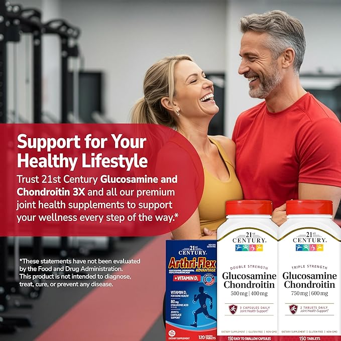 21st Century Glucosamine Chondroitin 750/600mg - Triple Strength Tablets 150 Count