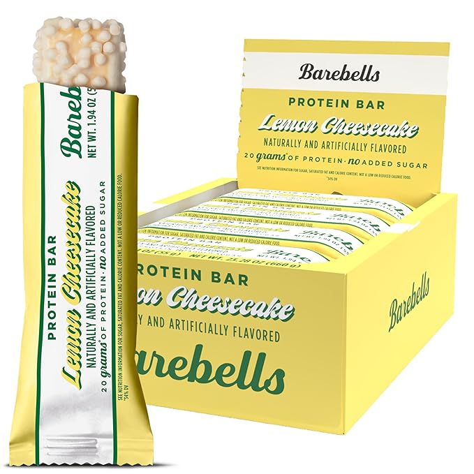 Barebells Protein Bars Lemon Cheesecake - Pack of 12 20g High Protein Treats - Chocolate Nutrition Bar with 1g Total Sugars - On-The-Go Breakfast or Post-Workout Snack