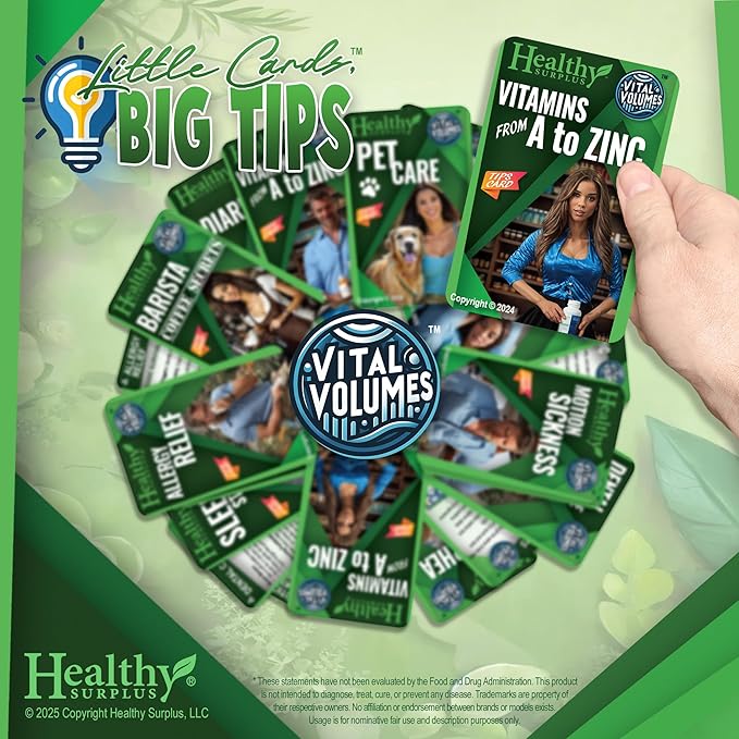 Healthy Surplus Equate Vanilla Pea Protein - 13.4 OZ (380g) - 10 Servings and Vital Volumes Vitamins Tips Card