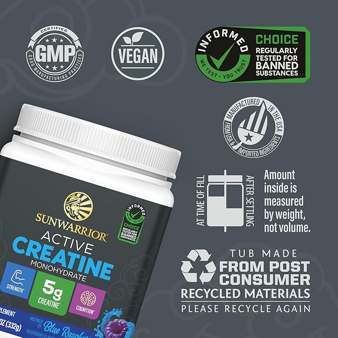 Creatine Monohydrate Powder Micronized PreWorkout Recovery Supplement | Support Muscle Building Strength Training Cognition | Vegan &amp Keto Friendly Easily Mixes (50 Servings) Blue Raspberry Flav