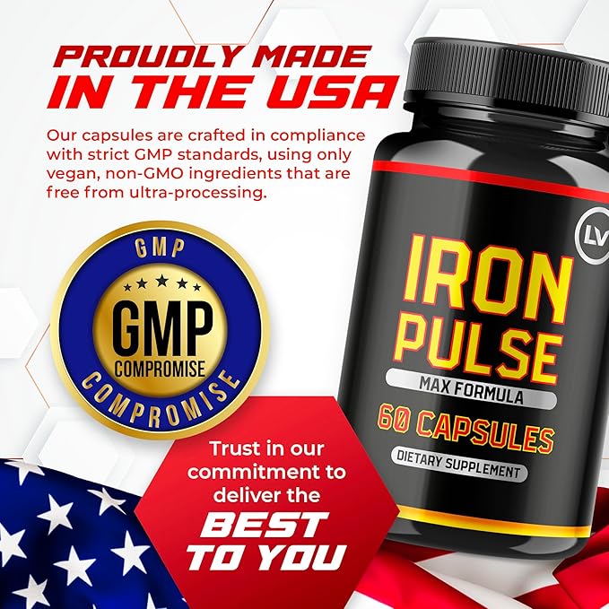 LIVORKA (3 Pack) IronPulse Capsules Iron Pulse Capsules Max Formula IronPulse Max Support Capsules Iron Pulse Pills IronPulse Pills Iron Pulse Support Pills 180 Capsules for 3 Months