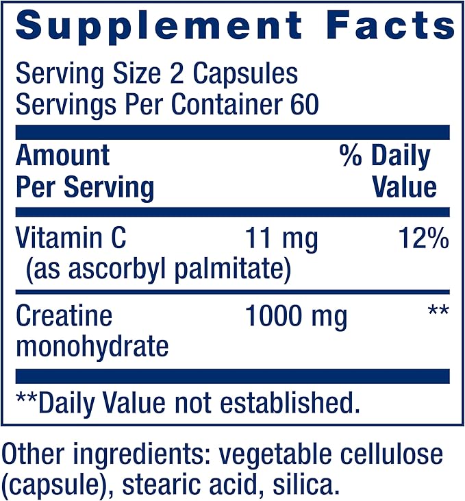 Life Extension Creatine Capsules and Taurine Supplement Bundle - 120 Creatine Capsules Promoting Strength and 1000mg Taurine for Heart Health