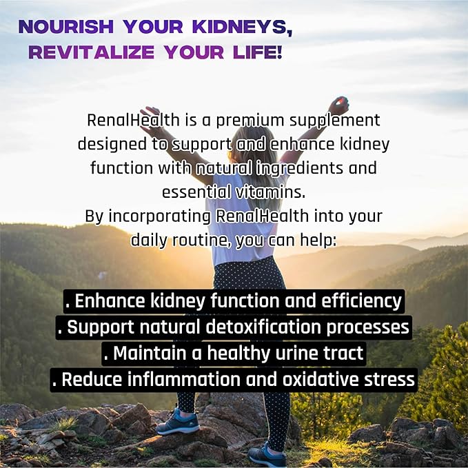 RenalHealth Kidney &amp Urinary Wellness Supplement with Dandelion Root Marshmallow Root Parsley Turmeric &amp B Vitamins Supports Daily Kidney Function 120 Vegetarian Capsules
