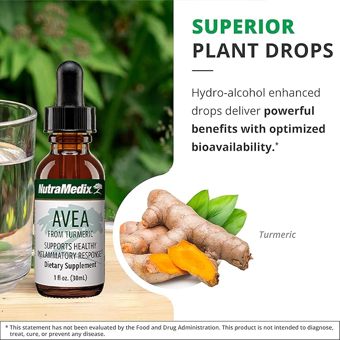 NutraMedix Avea Turmeric Extract - Liquid Turmeric Supplement for Stress Mood Support &amp Promoting a Healthy Inflammatory Response - Daily Stress Relief Drops (1oz / 30ml)
