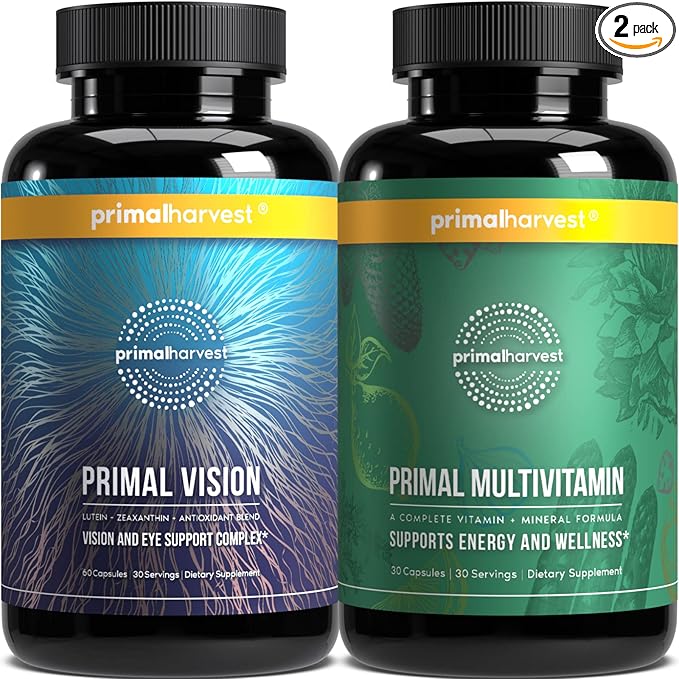 Primal Harvest Multivitamin &amp Primal Vision – Complete Support for Daily Wellness &amp Eye Health with Essential Vitamins &amp Nutrients