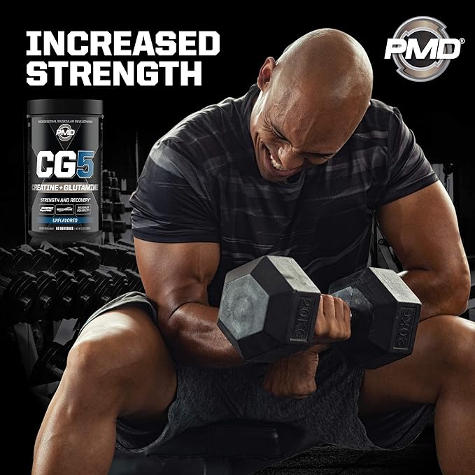 PMD Sports CG5 - Premium Creatine and L-Glutamine Powder (60 Servings) &amp PMD Sports BCAA Stim Free Amino Acids for Enhanced Recovery - Lemonade (30 Servings)