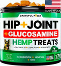 Hemp Hip and Joint Supplement for Dogs - Glucosamine for Dogs - 170 Joint Pain Relief Treats - Chondroitin MSM Hemp Oil - Advanced Health Supplement - Mobility Support Chews - Made in USA