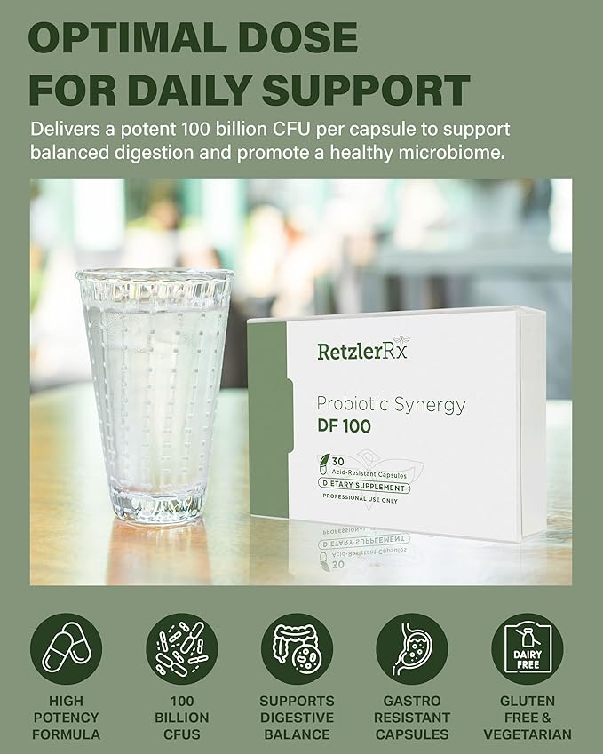 Probiotic Synergy DF 100 Billion CFU - 30 Acid Resistant DRCaps - Lactobacillus Acidophilus La-14 Lactobacillus Plantarum Lp-115 Bifidobacterium Longum Bl-05 HOWARU Bifido HN019