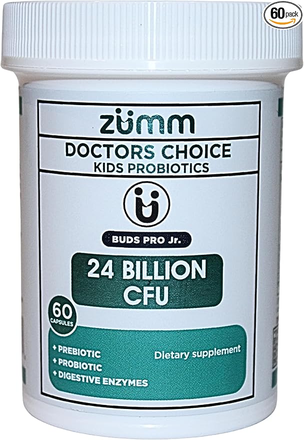 Doctors Choice Probiotic for Kids 24 Billion CFU – 7 Strains Prebiotics &amp Digestive Enzymes – DRcaps Acid-Resistant Capsules Gut Support – Vegan Non-GMO Guten Free – 60 Capsules