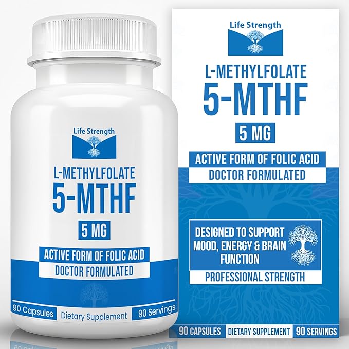 L Methylfolate 5mg | 90 Capsules | Optimized &amp Highly Bioactive Methyl Folate Supplement | 5-MTHF Supports for Energy Focus &amp Mood | Non-GMO Gluten Free Vegan | 3 Month Supply