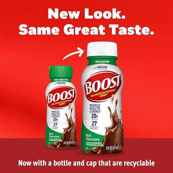 BOOST High Protein Ready to Drink Balanced Nutritional Drink Rich Chocolate 8 FL OZ (Pack of 12)