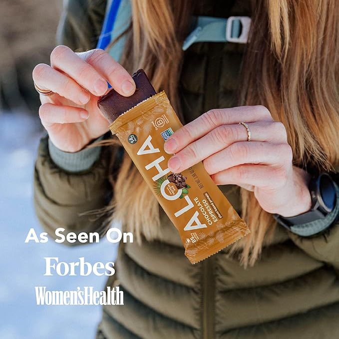 ALOHA Organic Plant Based Protein Bars - Chocolate Espresso (85mg Caffeine) - 12 Bars Vegan Low Sugar Gluten-Free Paleo Low Carb Non-GMO No Stevia No Erythritol