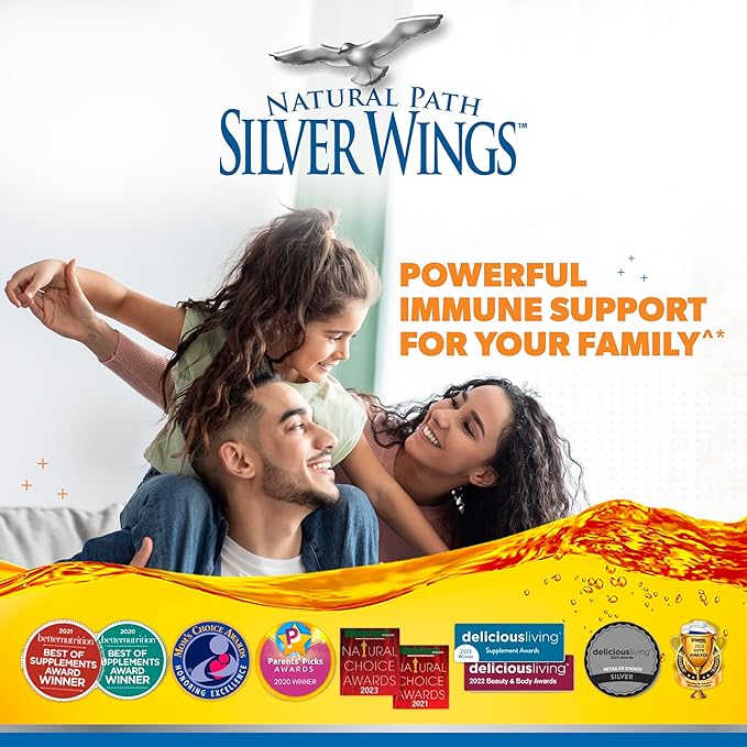 Natural Path Silver Wings Colloidal Silver Liquid - Enhanced Immune Support Supplement - 250ppm (1250mcg) - 32oz