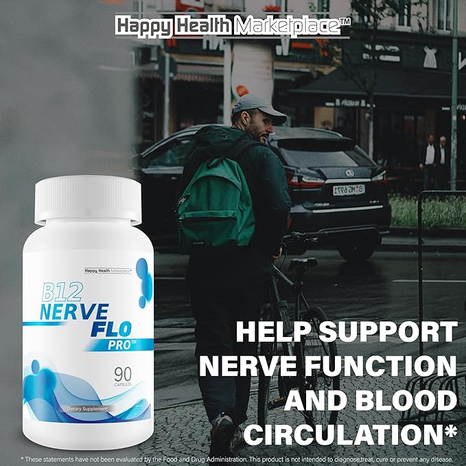 B12 Nerve Flo Pro - Our Best B12 Neuropathy Supplement - Nerve Damage Vitamins - Vitamin B12 Nerve Support Supplement - Magnesium for Muscles And Nerves - Repair Nerve Flow Okinawa Capsaicin Cayenne