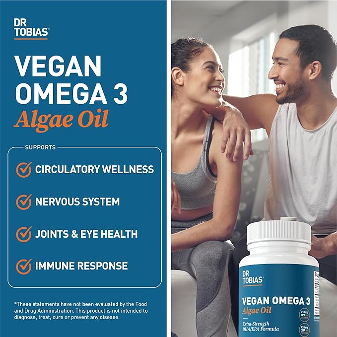Dr. Tobias Vegan Omega 3 Algae Oil and Magnesium Bisglycinate Essential Wellness Support for Heart Brain Muscle and Bone Health Non-GMO Vegan
