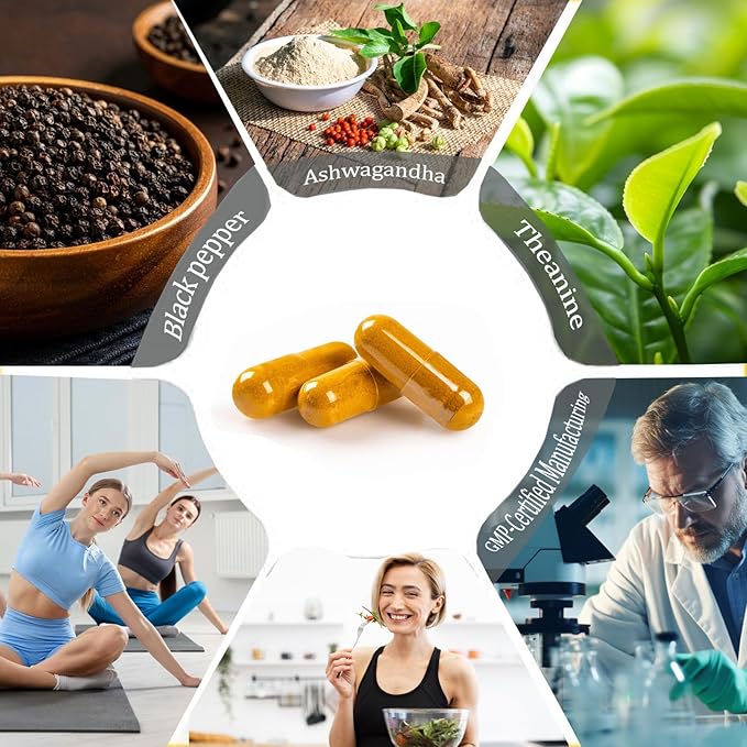 LIIFE KSM-66 Ashwagandha 600mg | with L-Theanine &ampBlack Pepper| Natural Stress Relief Cortisol &amp Sleep Aid Supplement for Men &amp Women | Muscle Growth &amp Mood Relaxation Energy |60 Veg
