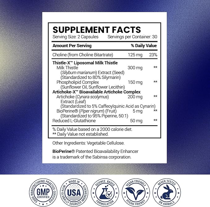 Research Verified Liver Support - Liposomal Milk Thistle Artichoke Extract Glutathione BioPerine - Vegan - 60 Capsules - Pack of 6