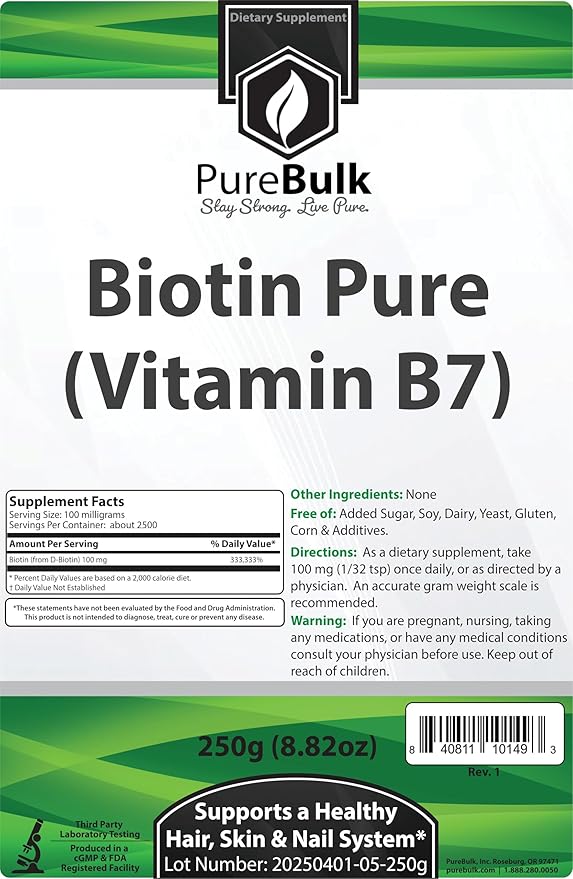 Pure Biotin Powder - Non-GMO (250 Grams)