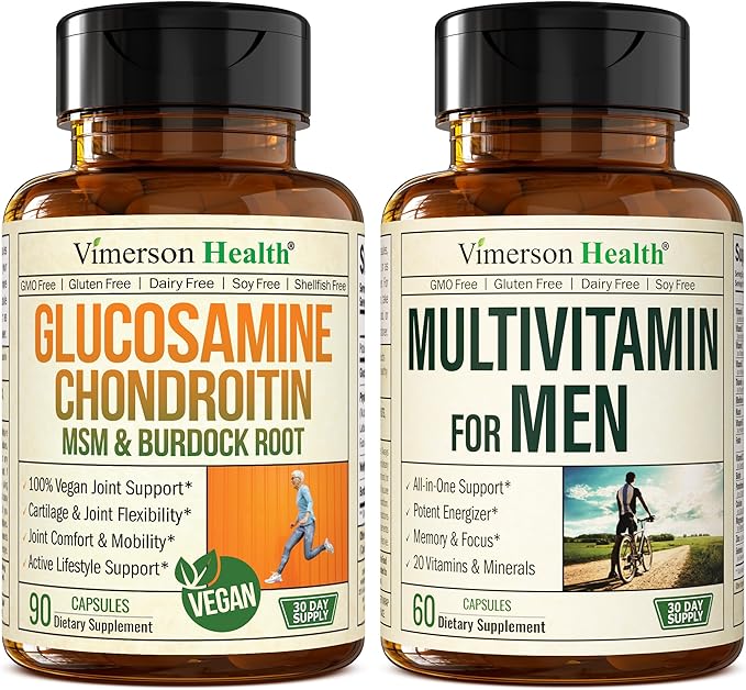 Vegan Glucosamine Chondroitin MSM Joint Support Supplement &amp Complete Multivitamin for Men