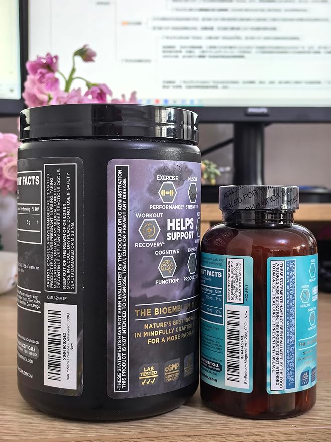 BioEmblem Magnesium Glycinate with Zinc and Creatine Monohydrate Powder