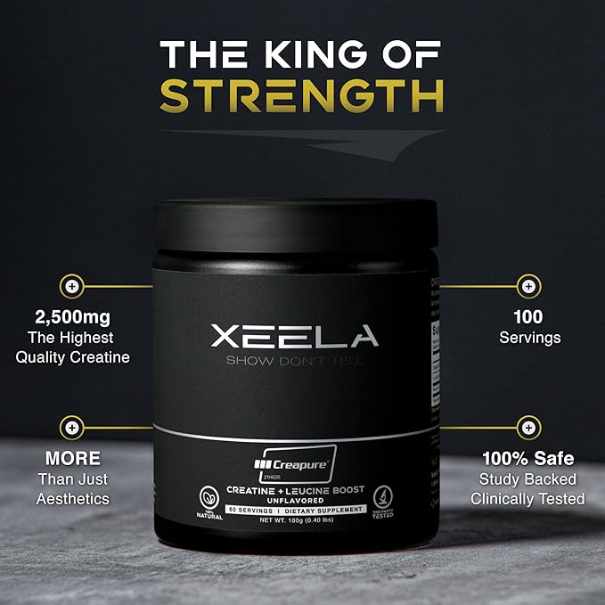 XEELA Creatine for Lean Muscle Gain All Natural Creatine Powder for Men &amp Women with Creapure Increase Strength &amp Power Reduce Recovery Time(Unflavored 60 Servings)