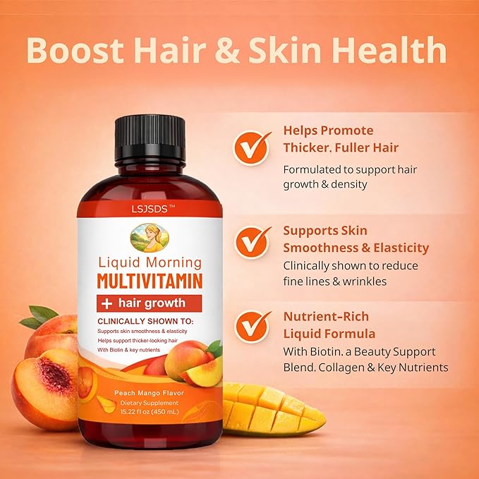 Liquid MultivitaminHair GrowthSupport Healthy SkinPromote ThickerFuller HairReduce Wrinkles &amp Fine Lines15.22 fl oz / 450ml