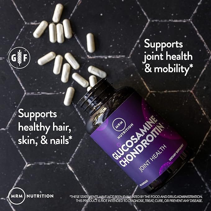 MRM Glucosamine 1500mg &amp Chondroitin Sulfate 1200mg | Triple Strength Joint Support Supplement | Mobility &amp Cartilage Health | Gluten-Free Capsules for Adults | 180 Count