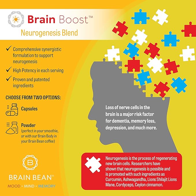 Brain Boost Capsules | with Curcumin Cordyceps Hericium Ceylon Cinnamon Purified Shilajit and Ashwagandha | 30 Servings