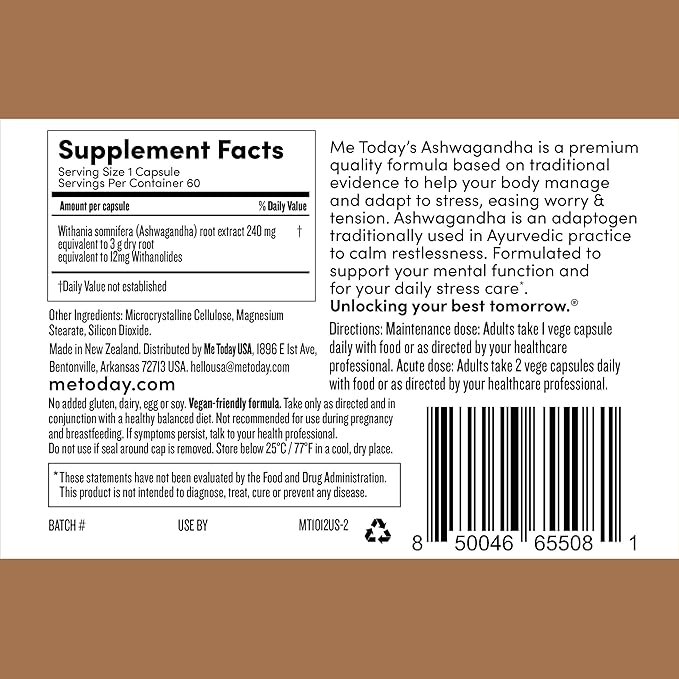 me today Ashwagandha Supplement Capsules 3000 mg -High Strength Adaptogen Supplement for Stress Relief Mental Clarity &amp Focus – Vegan Natural Daily Wellness Formula60 Servings.
