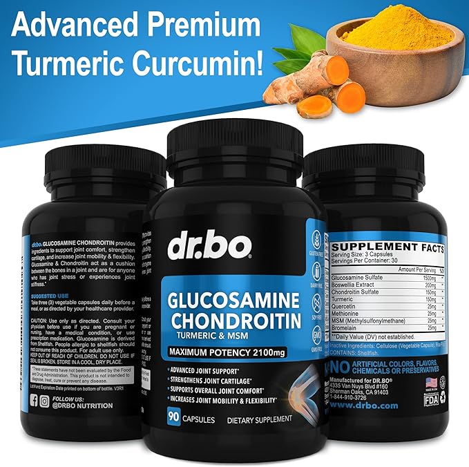 DR. BO Glucosamine Chondroitin Turmeric MSM - Uric Acid Cleanse Support Supplement