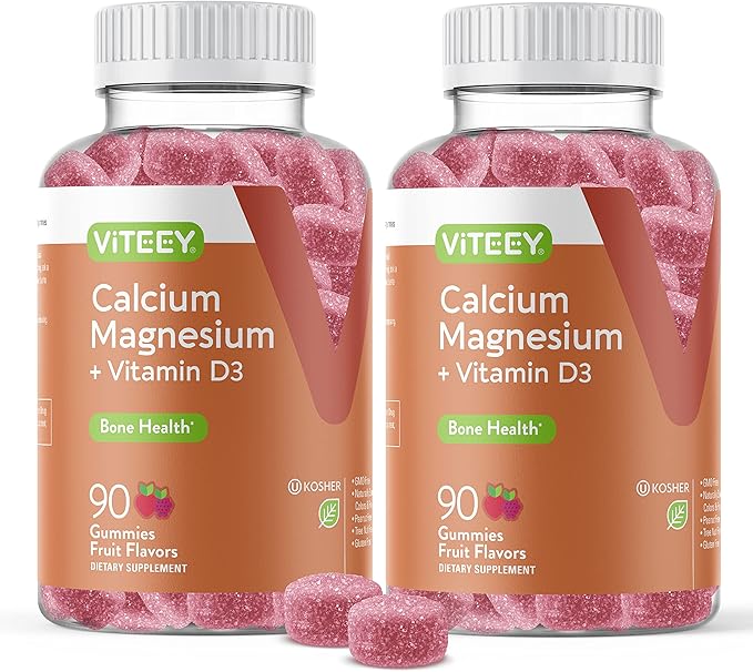 VITEEY Calcium Gummies with Vitamin D3 and Magnesium Supplement for Bone Health - Chewable Calcium Supplements for Women &amp Men - Gluten-Free Non-GMO - 180 Count