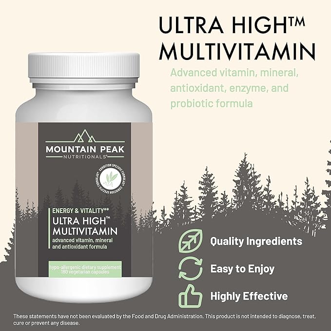 Mountain Peak Nutritionals Adrenal B Complex &amp Ultra High Multivitamin Combo Pack - Vitamin Multi-Mineral &amp Adaptogen Support - B Vitamins Probiotics &amp Essential Nutrients - 90 &amp 1