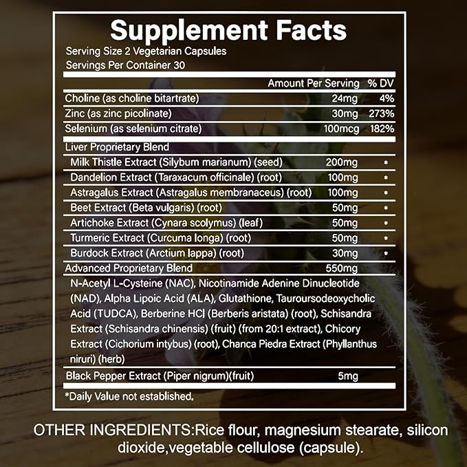 Liver Health Supplement 20-in-1 Advanced Detox Formula containing standardized Milk Thistle Dandelion Root N-acetylcysteine | Supports Natural detoxification and Health Functions 60 Capsules (1)