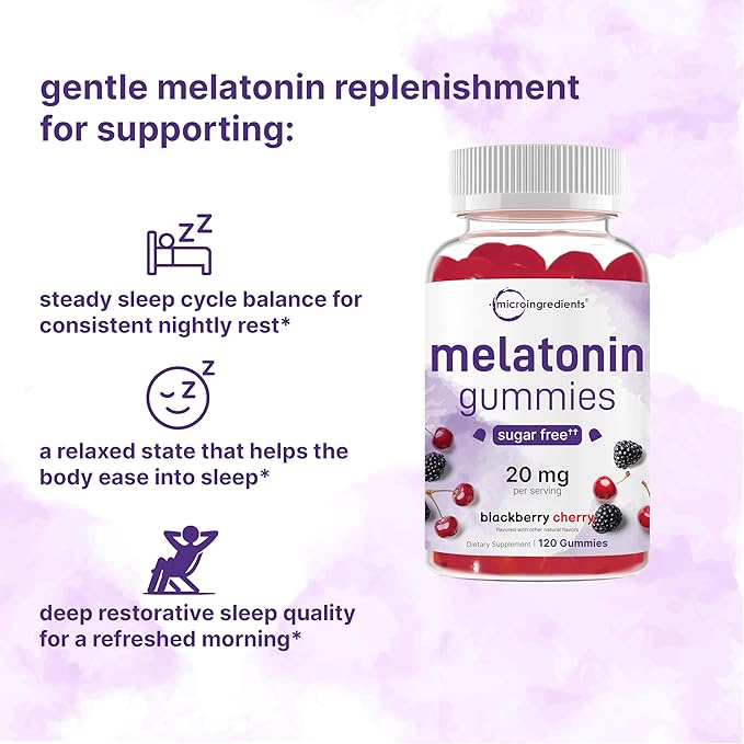 Micro Ingredients Melatonin Gummies &amp 8-in-1 Multi Collagen | Bundle | Sugar-Free BlackBerry Cherry Flavor | Non-Habit-Forming Ingredients | Hydrolyzed Peptides + Biotin Hyaluronic Acid &amp Vit